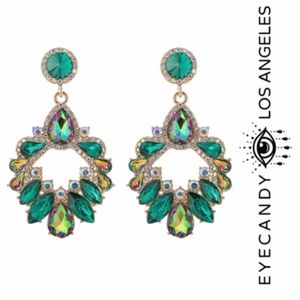 NWT EYE CANDY LOS ANGELES GREEN HAZEL STATEMENT EARRINGS